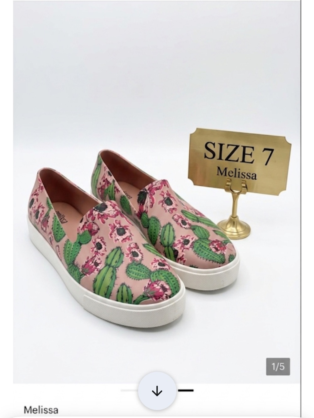 Melissa Pink Floral Cactus Slip-On Mules worn once outside
